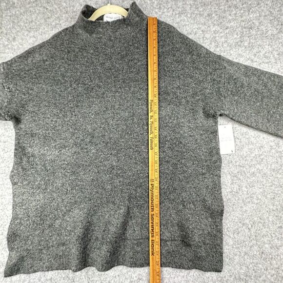 Neutral Ground Tunic Sweater Womens L Gray Oversized Minimal Knit Cozy Slits NEW - Picture 5 of 16